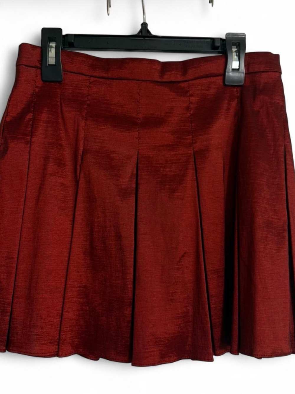 Amanda Uprichard Wine Red Pleated Skater Mini Skirt